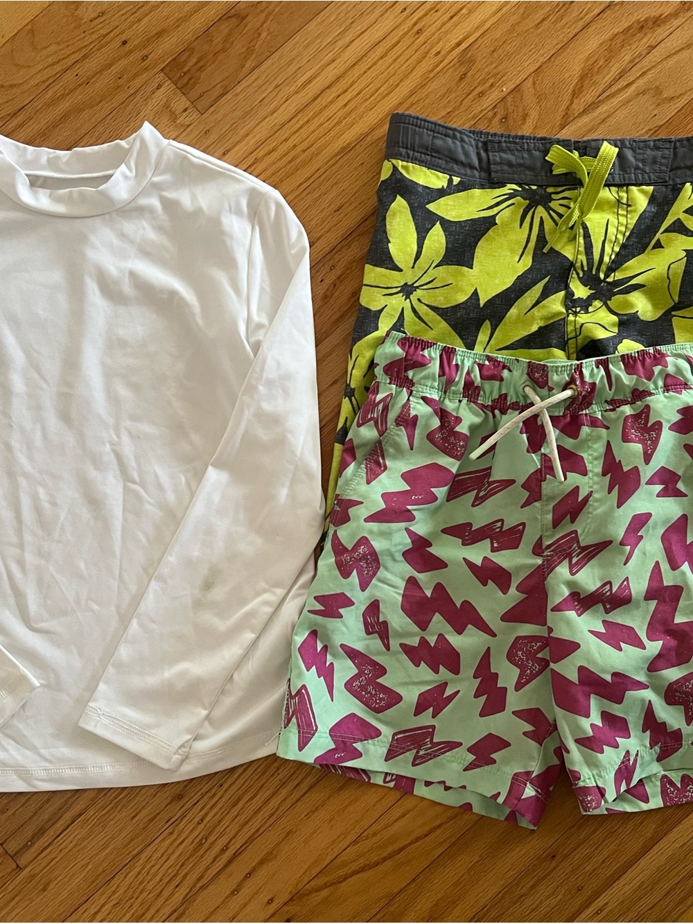 Boys Cat & Jack, Old Navy White Rashguard & Two Swim Shorts Set